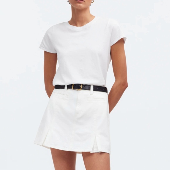 Madewell Denim Pleated Mini Skirt in Tile White • size 28 • NWT • NQ808 • white - Picture 2 of 13